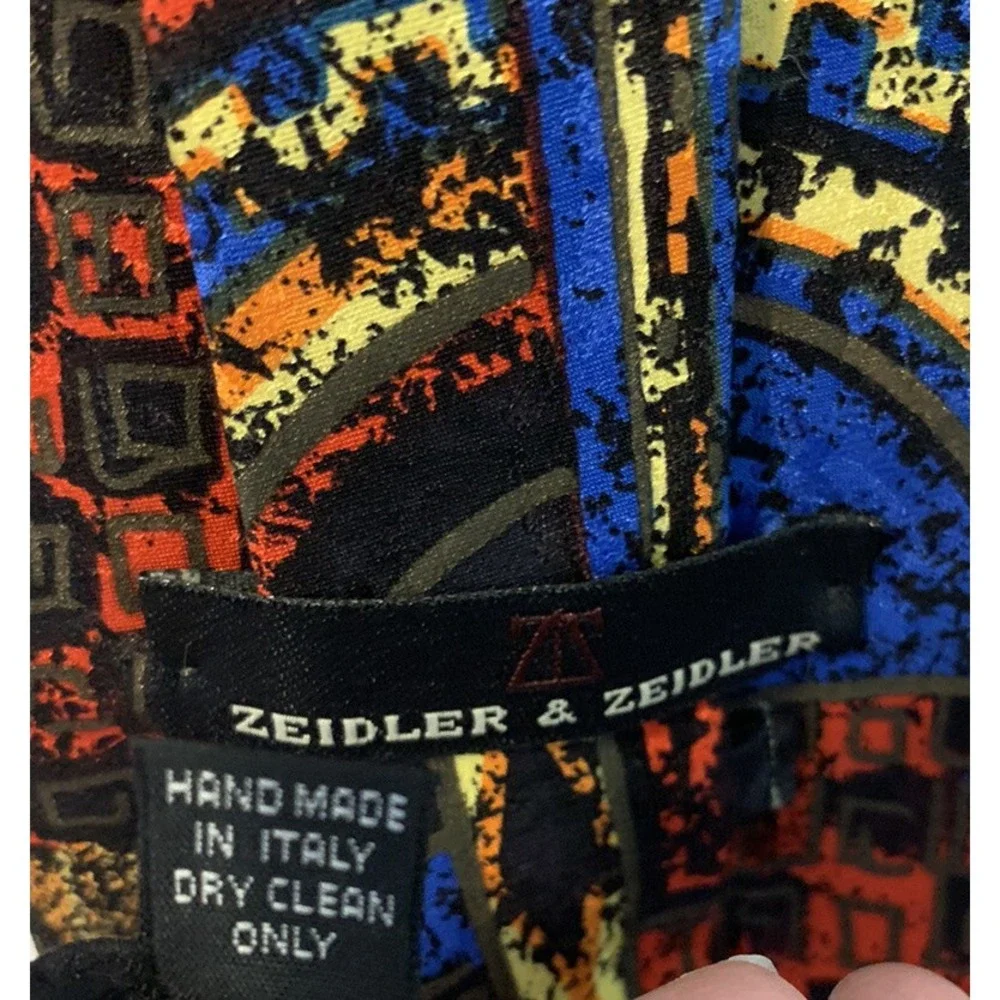 Ziedler and Zeidler Men's Neck Tie 100% Silk Made In Italy Abstract Geometric
